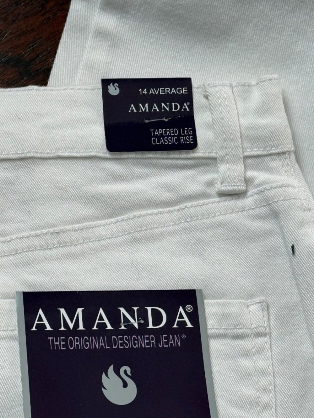 Womens White Jean Tapered Classic Rise White Supreme Stretch Jeans 14 Amanda Jea - Picture 13 of 14